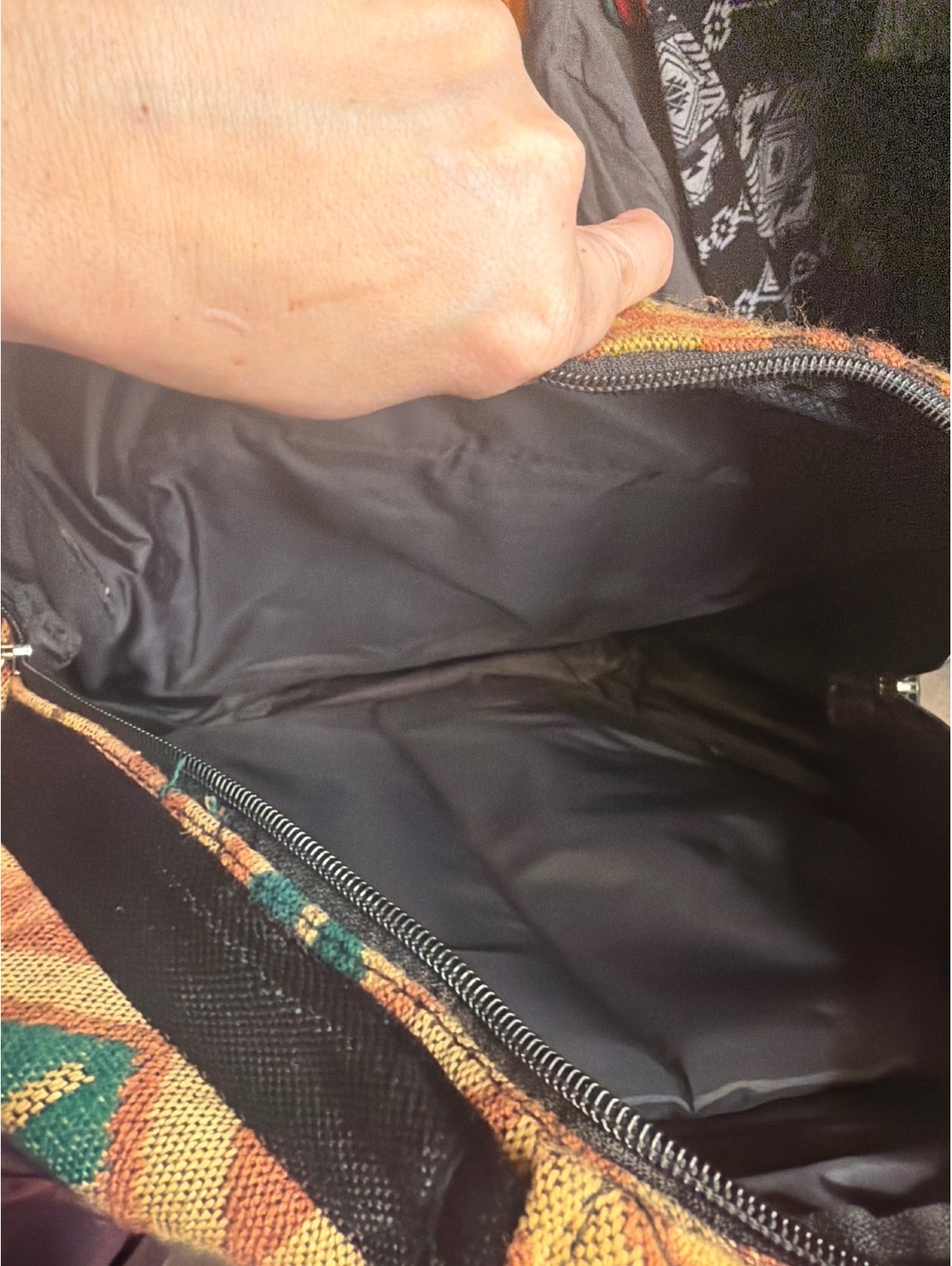 Patterned Woven Aztec Backpack with Front Pockets - Picture 3 of 3